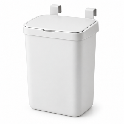 10 L Hanging Kitchen Waste Bin with Flip Lid and Cabinet Door Hooks for Countertop Cleanup and Household Storage