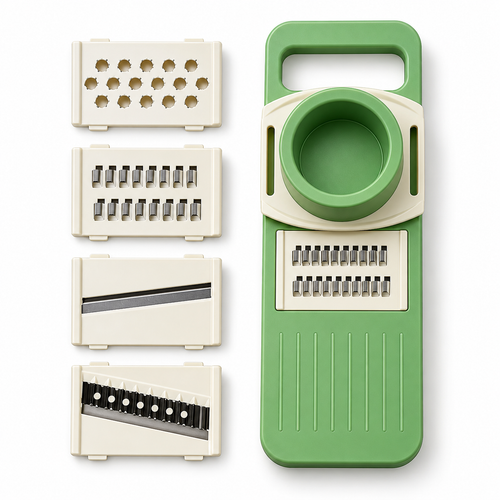 Multi-Function Vegetable Grater with Interchangeable Blades and Hand Guard for Slicing, Shredding and Everyday Food Prep